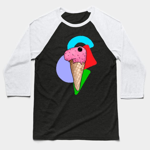 Creamasaurus Ice: a dinosaur that is also an ice cream Baseball T-Shirt by Surplusweird